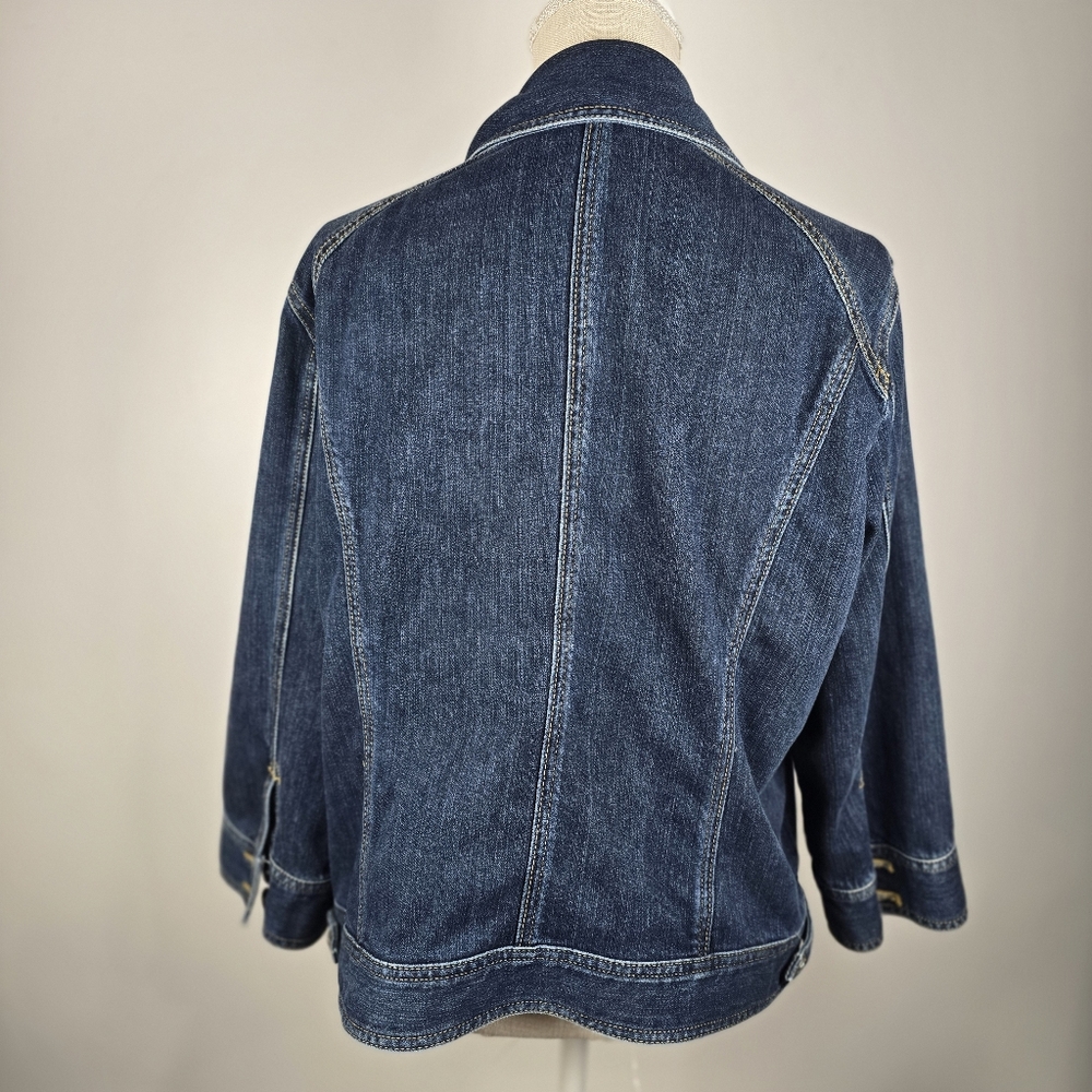 Chicos Denim Jacket with Rhinestone Button Details Size 3 (XL) - Picture 2 of 13